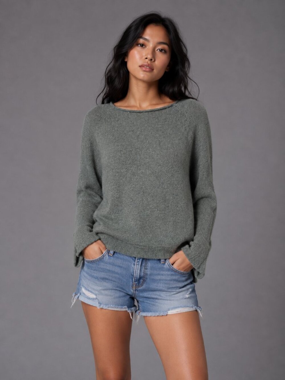 Naked Cashmere Sweater W/ S Olive Green Raglan LN/NWOT